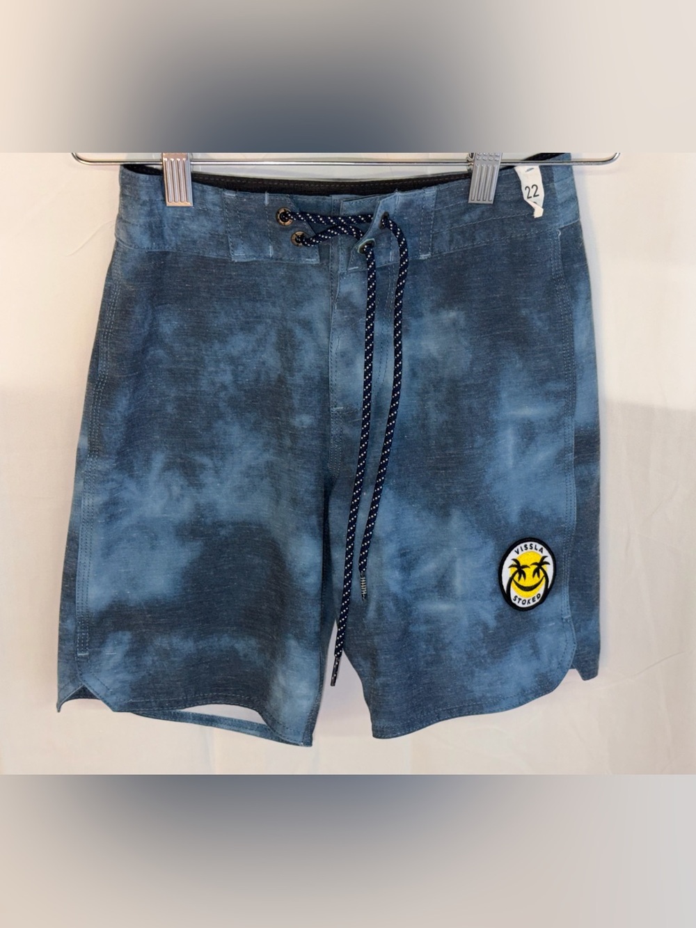 VISSLA Kids Blue Tie-Dye Swim Trunks with Patch Logo